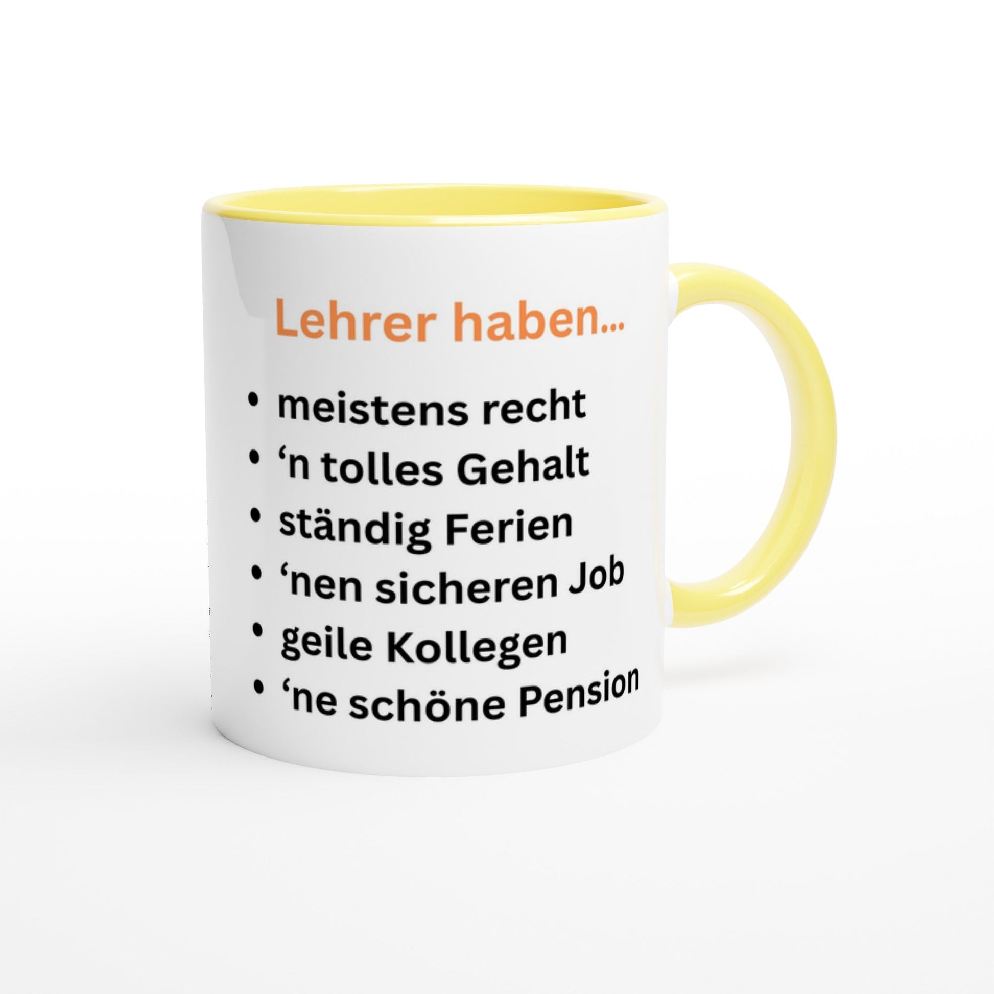 Weiße Keramiktasse 11oz mit Farbe an der Innenseite - Tassenworte