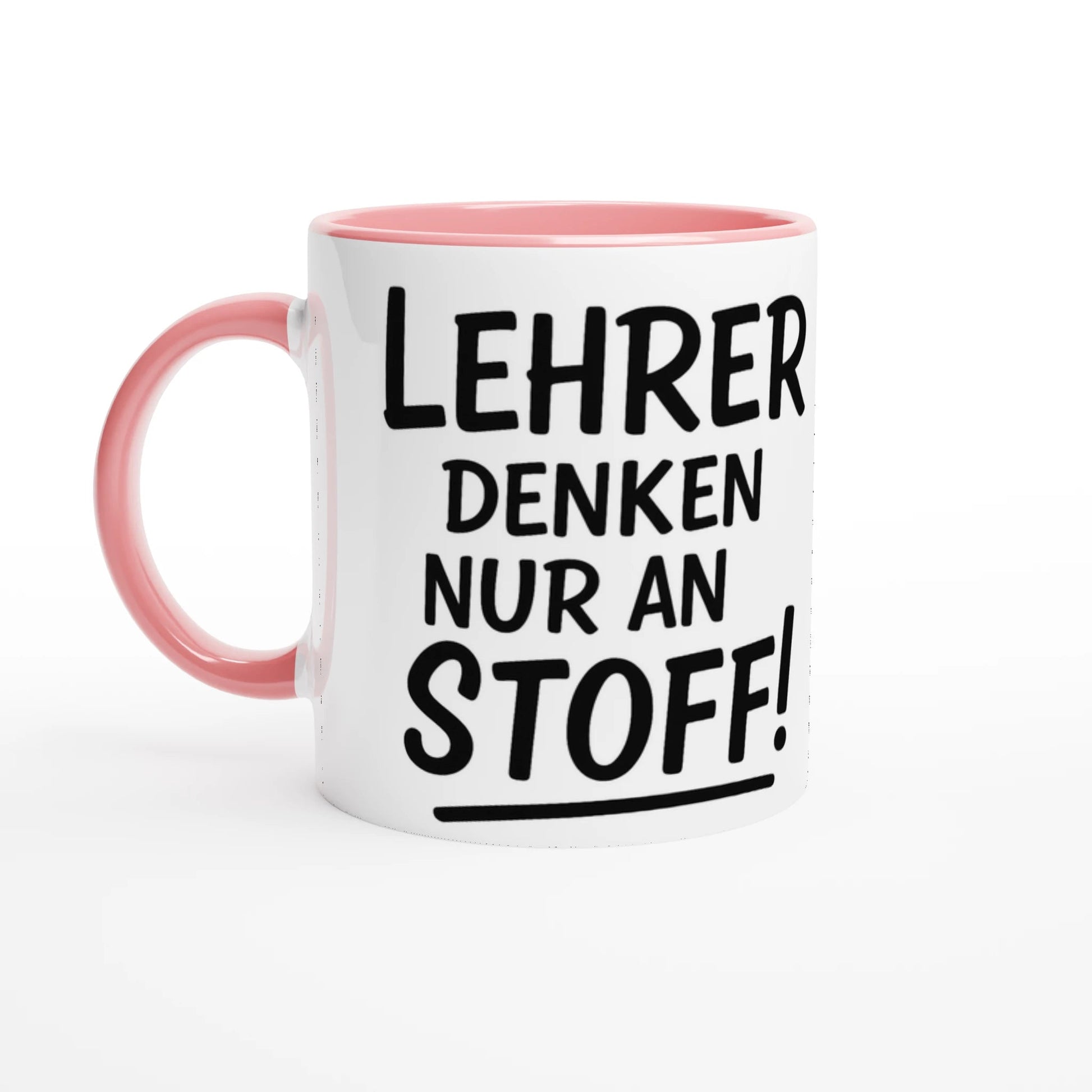 Witzige Tasse für Lehrer - 'Lehrer denken nur an Stoff' – 11oz Ceramic Coffee Cup | Tassenworte - Tassenworte