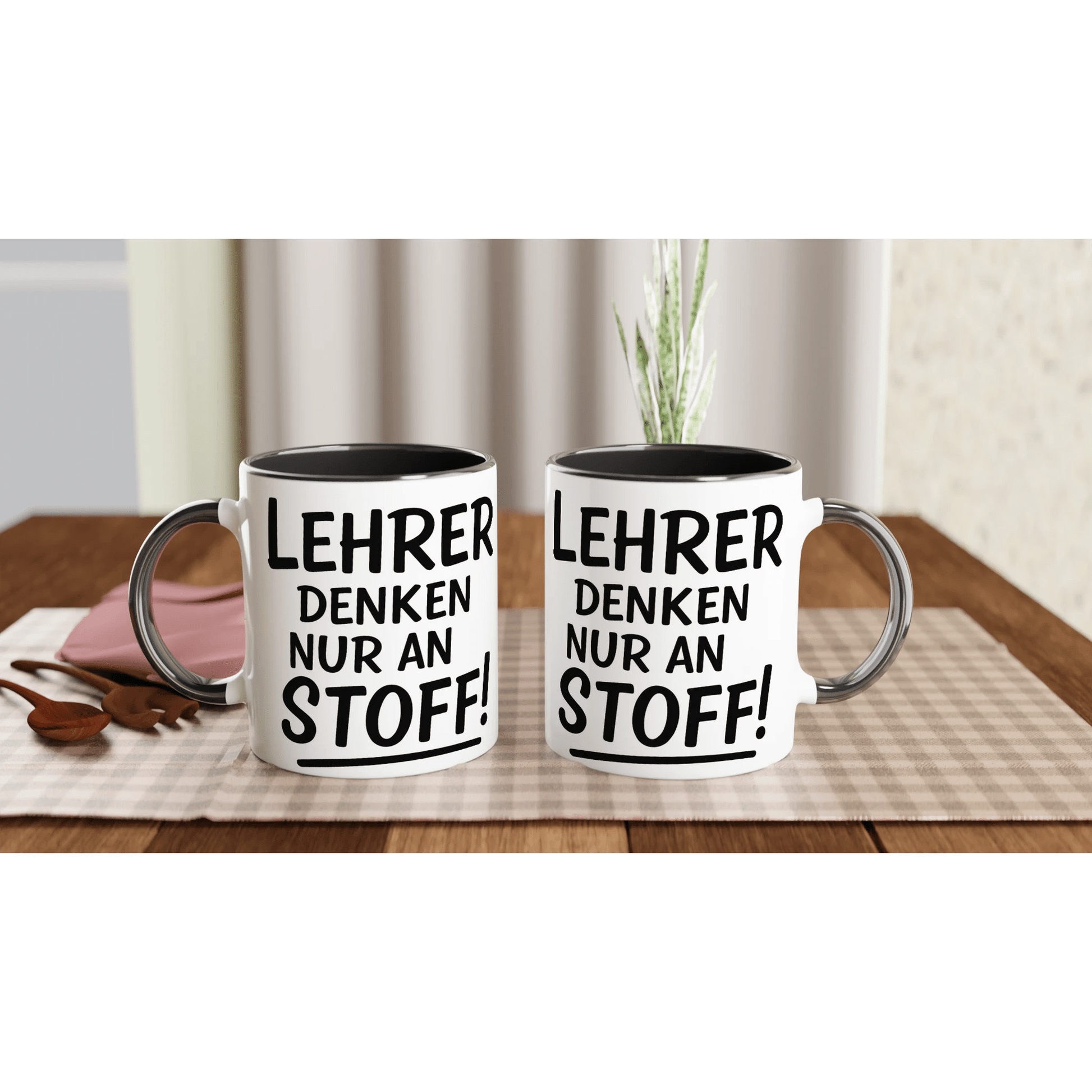 Witzige Tasse für Lehrer - 'Lehrer denken nur an Stoff' – 11oz Ceramic Coffee Cup | Tassenworte - Tassenworte