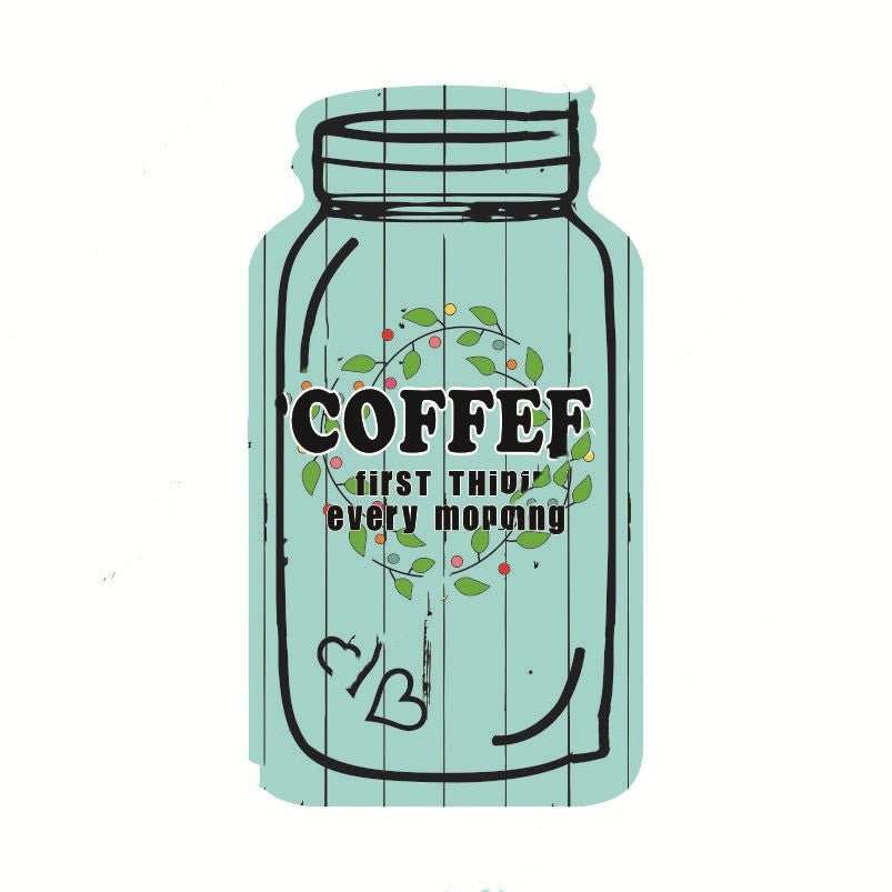 Wooden Painted Coffee Jar Pendant - Tassenworte