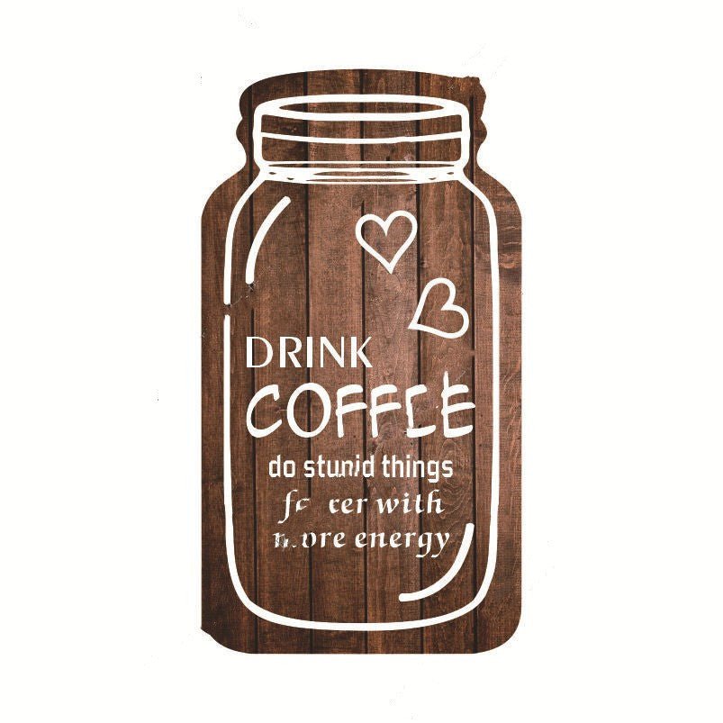 Wooden Painted Coffee Jar Pendant - Tassenworte