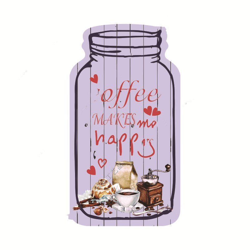 Wooden Painted Coffee Jar Pendant - Tassenworte