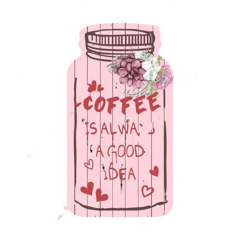 Wooden Painted Coffee Jar Pendant - Tassenworte