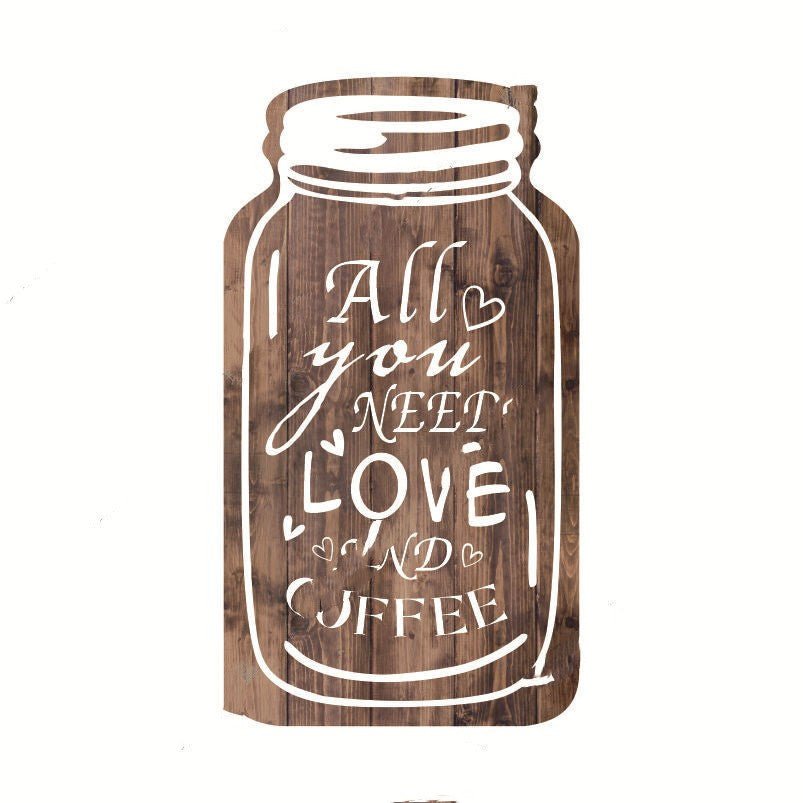 Wooden Painted Coffee Jar Pendant - Tassenworte