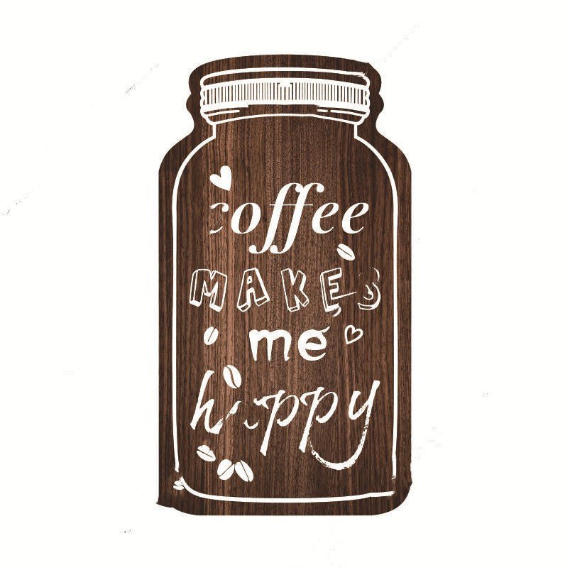 Wooden Painted Coffee Jar Pendant - Tassenworte