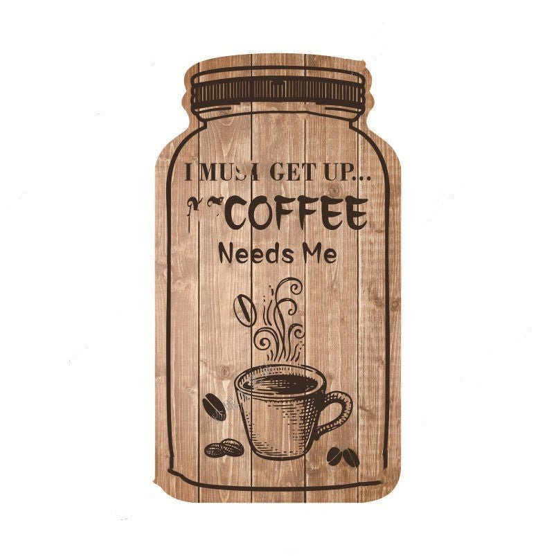 Wooden Painted Coffee Jar Pendant - Tassenworte