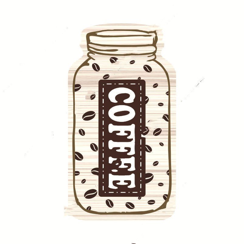 Wooden Painted Coffee Jar Pendant - Tassenworte