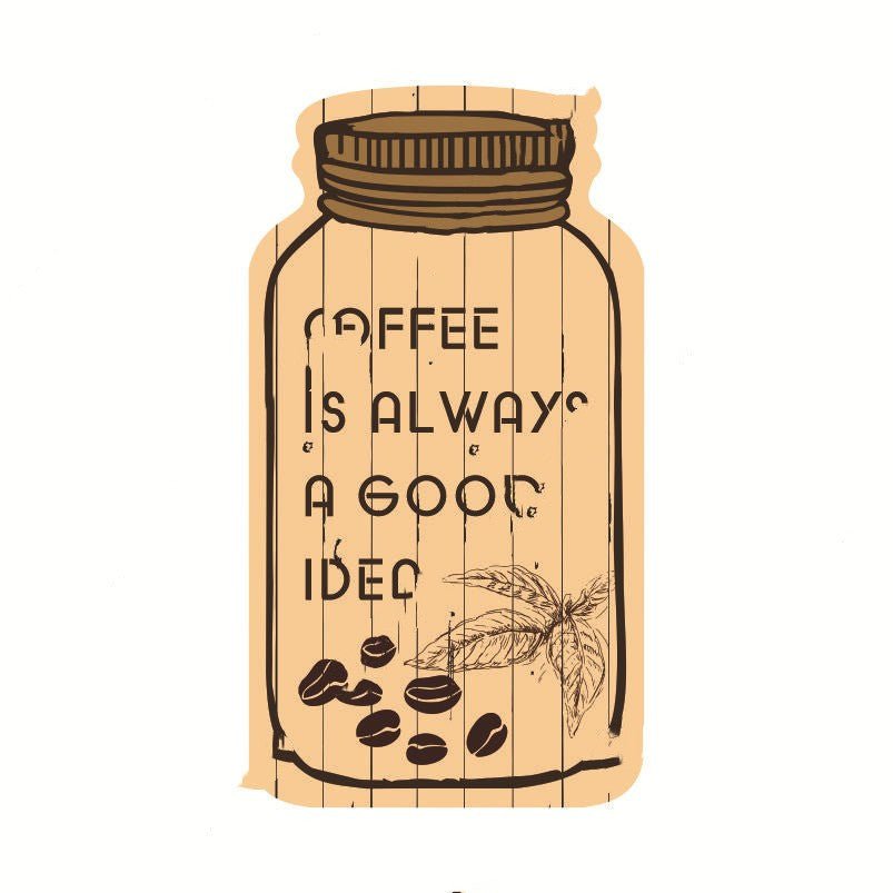 Wooden Painted Coffee Jar Pendant - Tassenworte