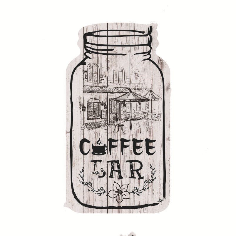 Wooden Painted Coffee Jar Pendant - Tassenworte