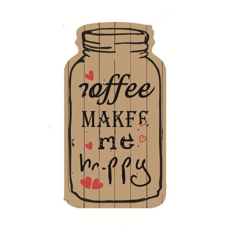 Wooden Painted Coffee Jar Pendant - Tassenworte