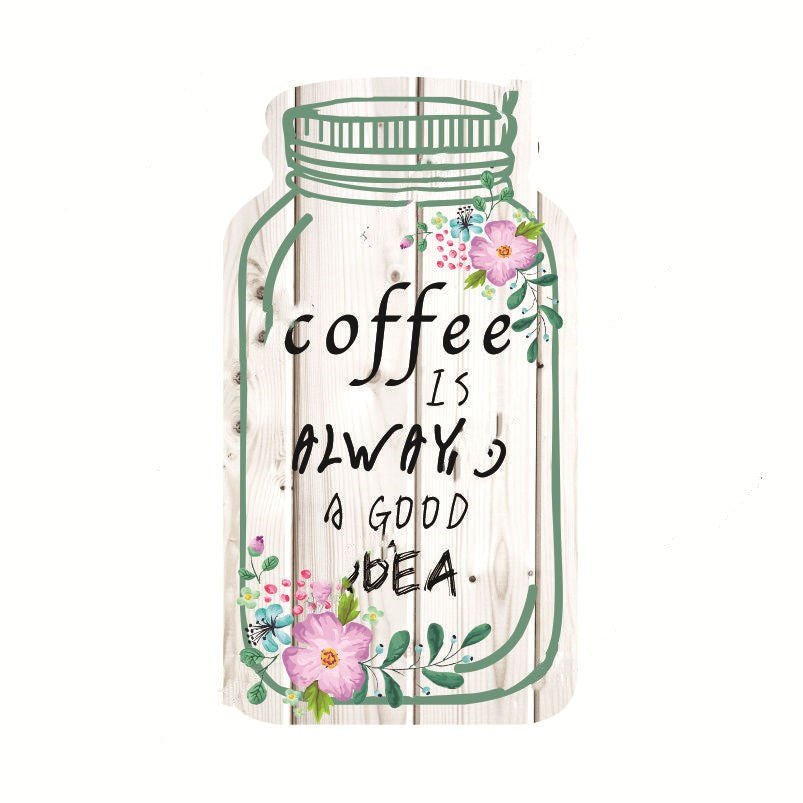 Wooden Painted Coffee Jar Pendant - Tassenworte