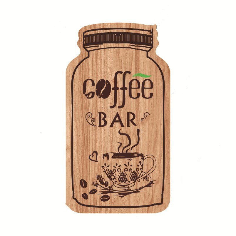 Wooden Painted Coffee Jar Pendant - Tassenworte