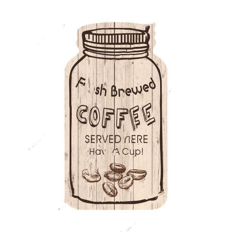 Wooden Painted Coffee Jar Pendant - Tassenworte