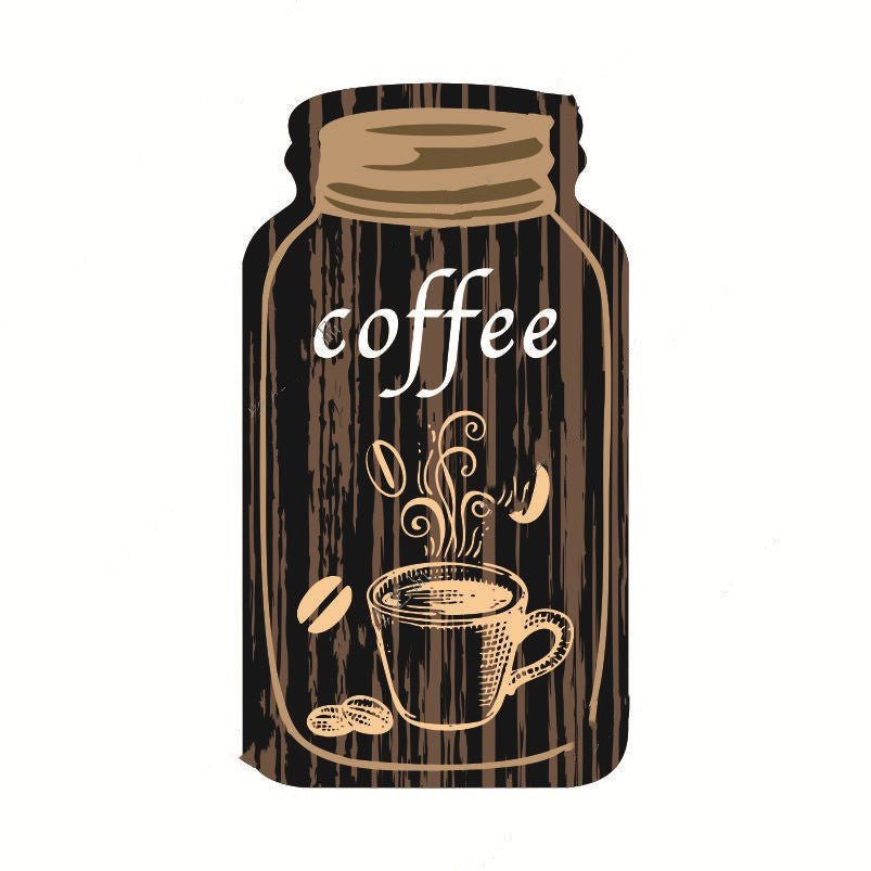 Wooden Painted Coffee Jar Pendant - Tassenworte